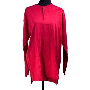 Britches Mens XL Red Long Sleeve Combed Cotton Henley Shirt 3 Button Placket